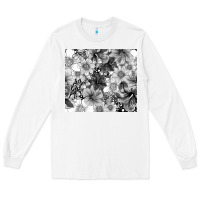 White black and white floral Long Sleeve Tee - TumblerDesignByShophia