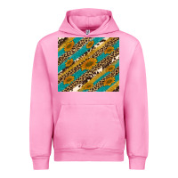 Fuchsia Pink leopard cowhide  leather sunflowers Urban Hoodie - Artiststas