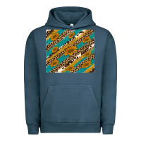 Pigment Midnight Navy leopard cowhide  leather sunflowers Urban Hoodie - Artiststas