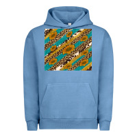 Pigment Pebble Blue leopard cowhide  leather sunflowers Urban Hoodie - Artiststas