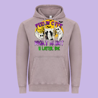 Feeling Cute Might Haunt U Later Tbw Vintage Hoodie Designed By Texasbilliewilder