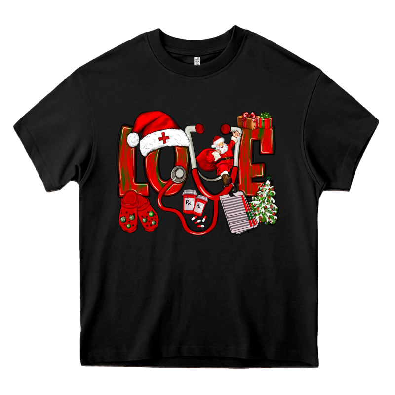 Christmas Love Nurse Heavy Core Tee by NancyCooperArtShop | Teevron