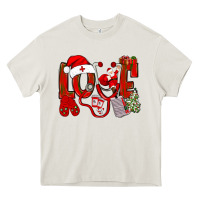 Cream christmas love nurse Heavy Core Tee - NancyCooperArtShop