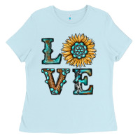 Baby Blue sunflower love Ladies Tee - RanaPortraitStore