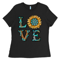 Black sunflower love Ladies Tee - RanaPortraitStore