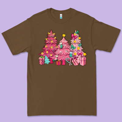 Pink Christmas Trees Premium Tee Designed By Nancycooperartshop