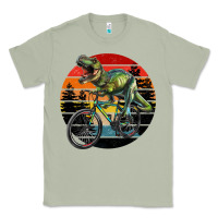 Matcha t rex dinosaur riding bicycle with retro forest sunset Classic Tee - RanaPortraitStore