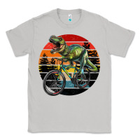 Moon Dust t rex dinosaur riding bicycle with retro forest sunset Classic Tee - RanaPortraitStore