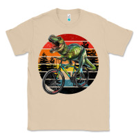 Mushroom t rex dinosaur riding bicycle with retro forest sunset Classic Tee - RanaPortraitStore
