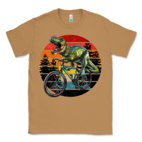Toasted Coconut t rex dinosaur riding bicycle with retro forest sunset Classic Tee - RanaPortraitStore
