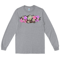 Heather Grey Easter eggs and crown of thorns Easter Day Long Sleeve Tee - HowdyJamesFarm