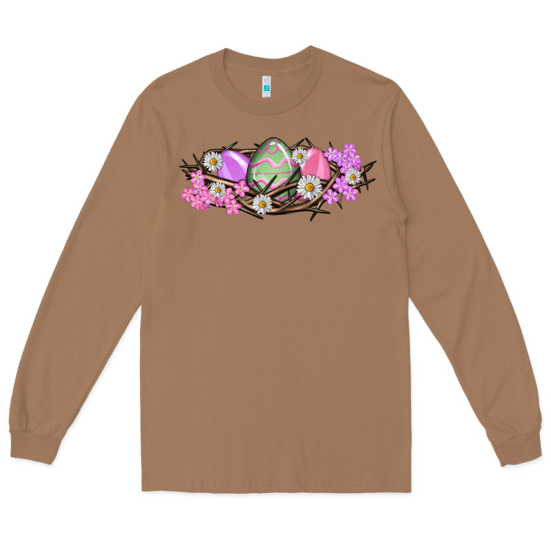 Easter Eggs And Crown Of Thorns Easter Day Long Sleeve Tee by HowdyJamesFarm | Teevron