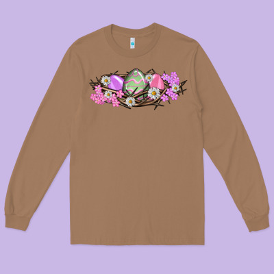 Easter Eggs And Crown Of Thorns Easter Day Long Sleeve Tee Designed By Howdyjamesfarm