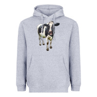 Heather Grey Holstein Bull Heavyweight Hoodie - LillyAllenDesigns