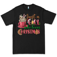 Black Pink Just a girl who loves Christmas Premium Tee - NancyCooperArtShop