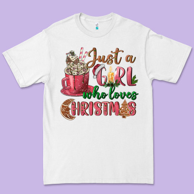 Pink Just A Girl Who Loves Christmas Premium Tee Designed By Nancycooperartshop