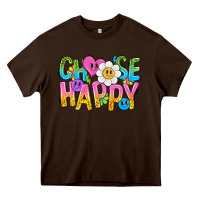 Chocolate Brown choose happy with smile Heavy Core Tee - NancyCooperArtShop
