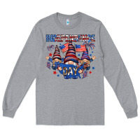 Heather Grey Independence Day with gnomies Long Sleeve Tee - HowdyJamesFarm