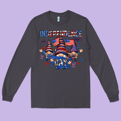 Independence Day With Gnomies Long Sleeve Tee Designed By Howdyjamesfarm