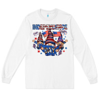 White Independence Day with gnomies Long Sleeve Tee - HowdyJamesFarm