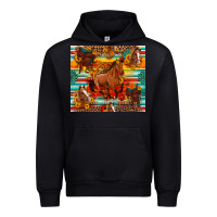Black galloping horse serape sunflowers turquoise and saddles Urban Hoodie - Artiststas