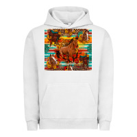 Pigment Lunar Rock galloping horse serape sunflowers turquoise and saddles Urban Hoodie - Artiststas