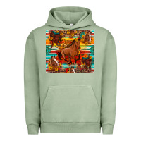 Pigment Oil Green galloping horse serape sunflowers turquoise and saddles Urban Hoodie - Artiststas