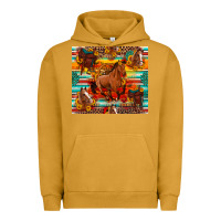 Pigment Peanut Butter galloping horse serape sunflowers turquoise and saddles Urban Hoodie - Artiststas