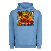 Pigment Pebble Blue galloping horse serape sunflowers turquoise and saddles Urban Hoodie - Artiststas