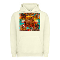 Pigment Pistachio galloping horse serape sunflowers turquoise and saddles Urban Hoodie - Artiststas