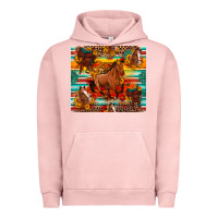 Pigment Salmon galloping horse serape sunflowers turquoise and saddles Urban Hoodie - Artiststas