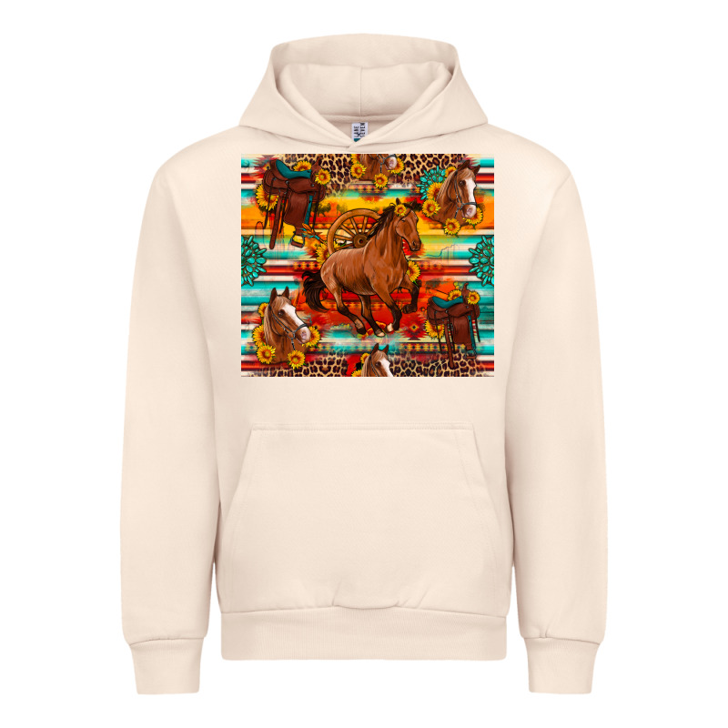 Galloping Horse Serape Sunflowers Turquoise And Saddles Urban Hoodie by Artiststas | Teevron