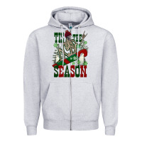 Heather Grey tis the season skeleton snowboard Zipper Hoodie - FaDigitalArtStudio