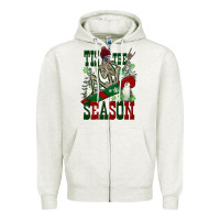 Oatmeal Heather tis the season skeleton snowboard Zipper Hoodie - FaDigitalArtStudio