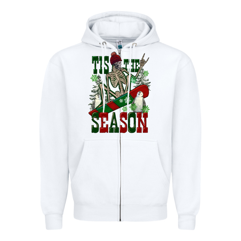 Tis The Season Skeleton Snowboard Zipper Hoodie by FaDigitalArtStudio | Teevron