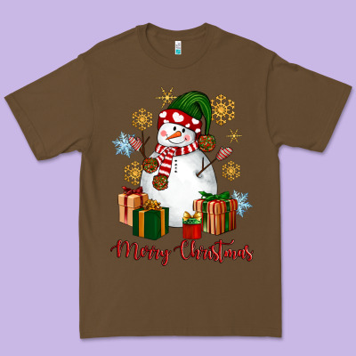 Snowman Merry Christmas Premium Tee Designed By Nancycooperartshop