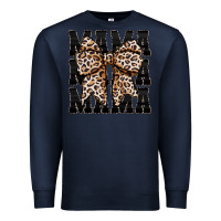 Navy mama leopard Premium Sweatshirt - CowhideDigitalArt