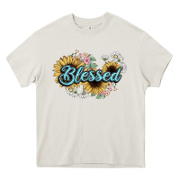 Cream blessed Heavy Core Tee - NancyCooperArtShop