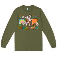 Army Green Happy Easter Dental Easter Day Long Sleeve Tee - HowdyJamesFarm