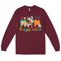 Burgundy Happy Easter Dental Easter Day Long Sleeve Tee - HowdyJamesFarm