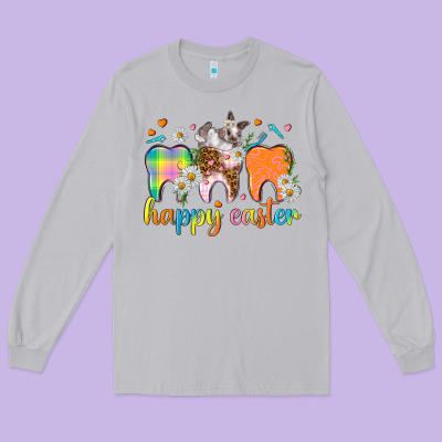 Happy Easter Dental Easter Day Long Sleeve Tee Designed By Howdyjamesfarm