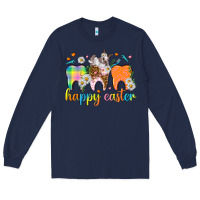 Navy Happy Easter Dental Easter Day Long Sleeve Tee - HowdyJamesFarm