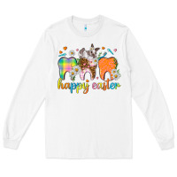 White Happy Easter Dental Easter Day Long Sleeve Tee - HowdyJamesFarm