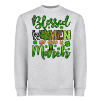 Heather Grey St. Patrick's Blessed women are born in March Heavyweight Sweatshirt - OliviaCreatesArt