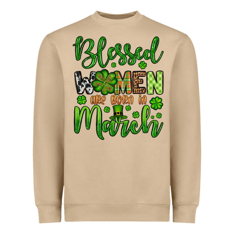 St. Patrick's Blessed Women Are Born In March Heavyweight Sweatshirt by OliviaCreatesArt | Teevron