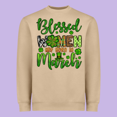 St. Patrick's Blessed Women Are Born In March Heavyweight Sweatshirt Designed By Oliviacreatesart