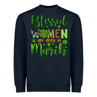 Navy St. Patrick's Blessed women are born in March Heavyweight Sweatshirt - OliviaCreatesArt