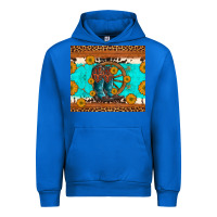 Cobalt cowboy boots and sunflowers turquoise leopard background Urban Hoodie - Artiststas