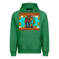 Emerald cowboy boots and sunflowers turquoise leopard background Urban Hoodie - Artiststas