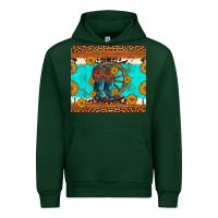 Forest Green cowboy boots and sunflowers turquoise leopard background Urban Hoodie - Artiststas